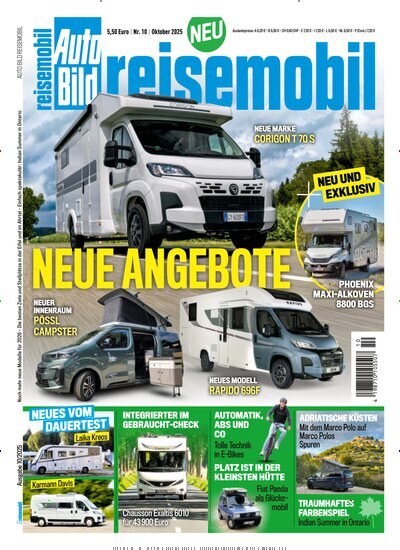 Titelbild der Ausgabe 10/2025 von Auto Bild reisemobil. Diese Zeitschrift und viele weitere Automagazine und Motorradzeitschriften als Abo oder epaper bei United Kiosk online kaufen.