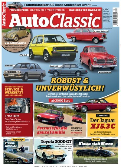 Titelbild der Ausgabe 2/2026 von Auto Classic. Diese Zeitschrift und viele weitere Automagazine und Motorradzeitschriften als Abo oder epaper bei United Kiosk online kaufen.