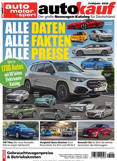 Titelbild der Ausgabe 2/2026 von auto motor sport autokauf. Diese Zeitschrift und viele weitere Automagazine und Motorradzeitschriften als Abo oder epaper bei United Kiosk online kaufen.
