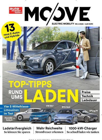 Titelbild der Ausgabe 5/2025 von auto motor sport - Moove. Diese Zeitschrift und viele weitere Automagazine und Motorradzeitschriften als Abo oder epaper bei United Kiosk online kaufen.