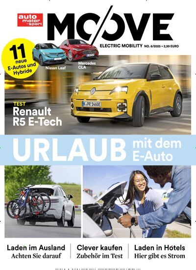 Titelbild der Ausgabe 6/2025 von auto motor sport - Moove. Diese Zeitschrift und viele weitere Automagazine und Motorradzeitschriften als Abo oder epaper bei United Kiosk online kaufen.