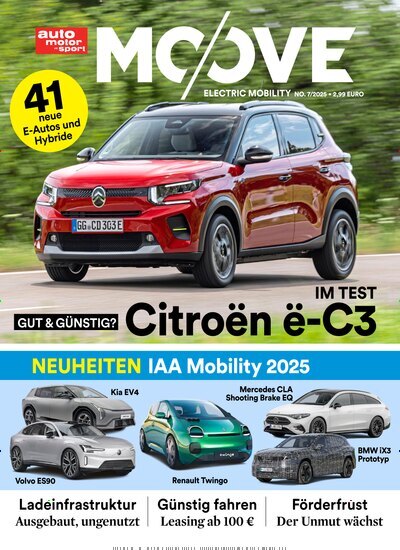 Titelbild der Ausgabe 7/2025 von auto motor sport - Moove. Diese Zeitschrift und viele weitere Automagazine und Motorradzeitschriften als Abo oder epaper bei United Kiosk online kaufen.