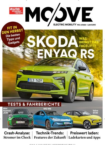 Titelbild der Ausgabe 8/2025 von auto motor sport - Moove. Diese Zeitschrift und viele weitere Automagazine und Motorradzeitschriften als Abo oder epaper bei United Kiosk online kaufen.