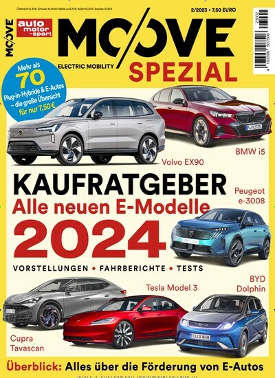 Titelbild der Ausgabe 2/2023 von auto motor sport Moove Spezial. Diese Zeitschrift und viele weitere Automagazine und Motorradzeitschriften als Abo oder epaper bei United Kiosk online kaufen.