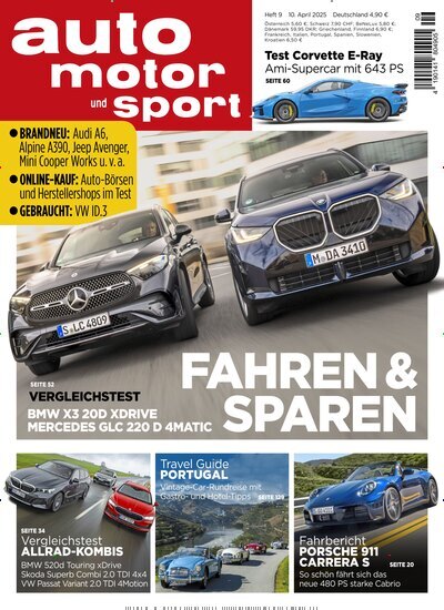 Titelbild der Ausgabe 9/2025 von auto motor und sport. Diese Zeitschrift und viele weitere Automagazine und Motorradzeitschriften als Abo oder epaper bei United Kiosk online kaufen.