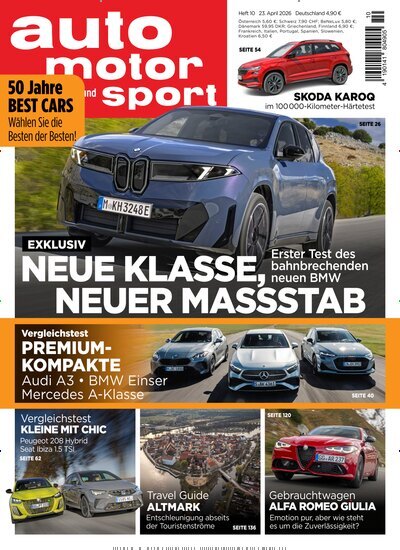 Titelbild der Ausgabe 10/2026 von auto motor und sport. Diese Zeitschrift und viele weitere Automagazine und Motorradzeitschriften als Abo oder epaper bei United Kiosk online kaufen.