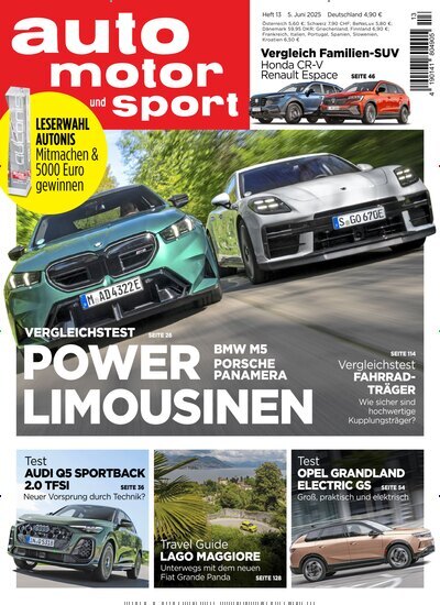 Titelbild der Ausgabe 13/2025 von auto motor und sport. Diese Zeitschrift und viele weitere Automagazine und Motorradzeitschriften als Abo oder epaper bei United Kiosk online kaufen.
