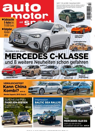 Titelbild der Ausgabe 17/2026 von auto motor und sport. Diese Zeitschrift und viele weitere Automagazine und Motorradzeitschriften als Abo oder epaper bei United Kiosk online kaufen.