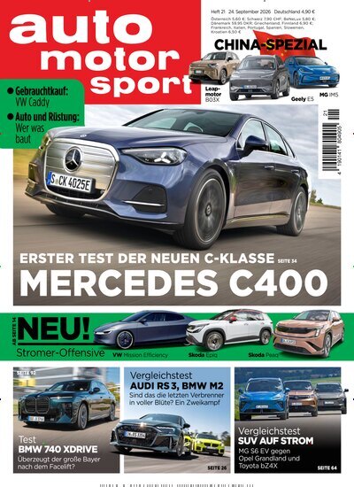 Titelbild der Ausgabe 21/2026 von auto motor und sport. Diese Zeitschrift und viele weitere Automagazine und Motorradzeitschriften als Abo oder epaper bei United Kiosk online kaufen.
