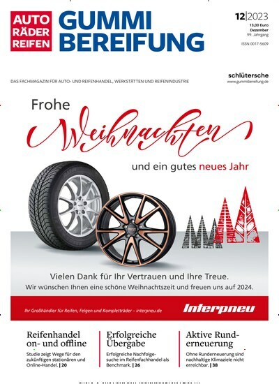 Titelbild der Ausgabe 12/2023 von Auto Räder Reifen Gummibereifung. Diese Zeitschrift und viele weitere Industriemagazine und Handwerkmagazine als Abo oder epaper bei United Kiosk online kaufen.