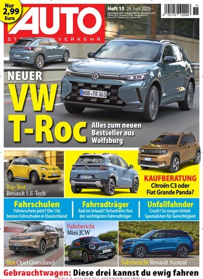 Titelbild der Ausgabe 15/2025 von Auto Straßenverkehr. Diese Zeitschrift und viele weitere Automagazine und Motorradzeitschriften als Abo oder epaper bei United Kiosk online kaufen.