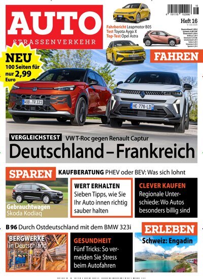 Titelbild der Ausgabe 16/2026 von Auto Straßenverkehr. Diese Zeitschrift und viele weitere Automagazine und Motorradzeitschriften als Abo oder epaper bei United Kiosk online kaufen.