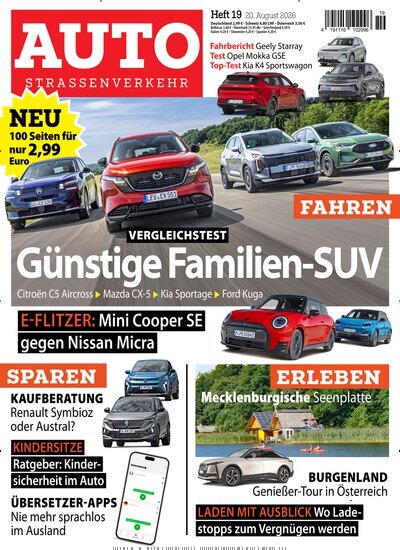 Titelbild der Ausgabe 19/2026 von Auto Straßenverkehr. Diese Zeitschrift und viele weitere Automagazine und Motorradzeitschriften als Abo oder epaper bei United Kiosk online kaufen.