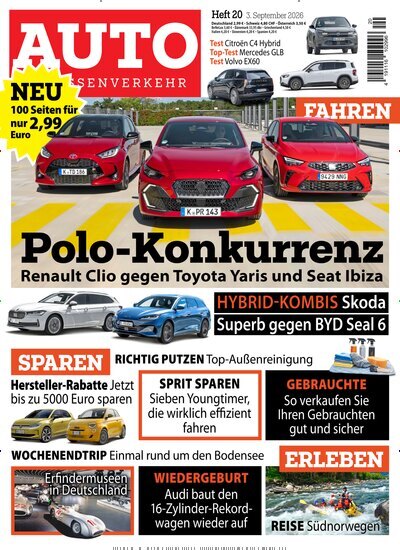 Titelbild der Ausgabe 20/2026 von Auto Straßenverkehr. Diese Zeitschrift und viele weitere Automagazine und Motorradzeitschriften als Abo oder epaper bei United Kiosk online kaufen.