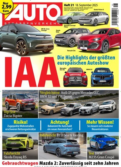 Titelbild der Ausgabe 21/2025 von Auto Straßenverkehr. Diese Zeitschrift und viele weitere Automagazine und Motorradzeitschriften als Abo oder epaper bei United Kiosk online kaufen.