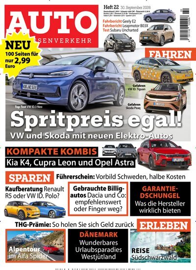 Titelbild der Ausgabe 22/2026 von Auto Straßenverkehr. Diese Zeitschrift und viele weitere Automagazine und Motorradzeitschriften als Abo oder epaper bei United Kiosk online kaufen.