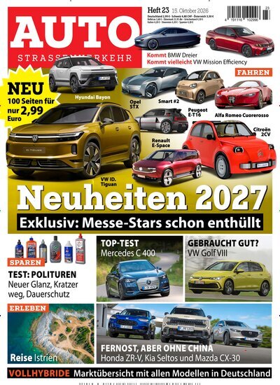 Titelbild der Ausgabe 23/2026 von Auto Straßenverkehr. Diese Zeitschrift und viele weitere Automagazine und Motorradzeitschriften als Abo oder epaper bei United Kiosk online kaufen.