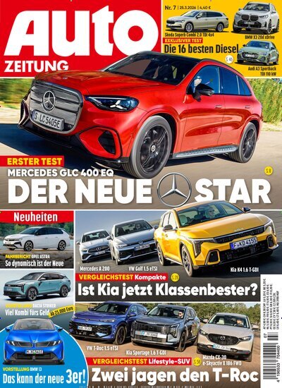 Titelbild der Ausgabe 7/2026 von Auto Zeitung. Diese Zeitschrift und viele weitere Automagazine und Motorradzeitschriften als Abo oder epaper bei United Kiosk online kaufen.