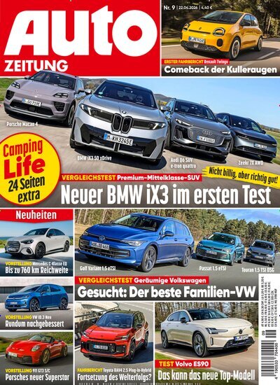 Titelbild der Ausgabe 9/2026 von Auto Zeitung. Diese Zeitschrift und viele weitere Automagazine und Motorradzeitschriften als Abo oder epaper bei United Kiosk online kaufen.