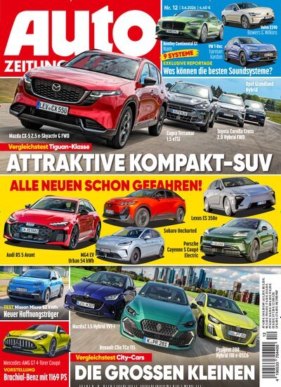 Titelbild der Ausgabe 12/2026 von Auto Zeitung. Diese Zeitschrift und viele weitere Automagazine und Motorradzeitschriften als Abo oder epaper bei United Kiosk online kaufen.
