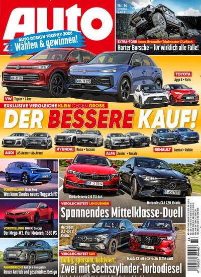 Titelbild der Ausgabe 14/2026 von Auto Zeitung. Diese Zeitschrift und viele weitere Automagazine und Motorradzeitschriften als Abo oder epaper bei United Kiosk online kaufen.
