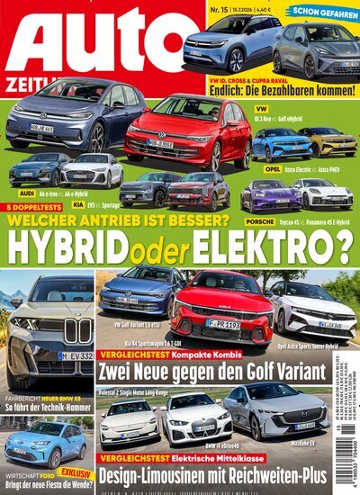 Titelbild der Ausgabe 15/2026 von Auto Zeitung. Diese Zeitschrift und viele weitere Automagazine und Motorradzeitschriften als Abo oder epaper bei United Kiosk online kaufen.