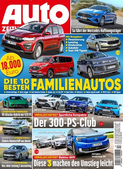 Titelbild der Ausgabe 17/2025 von Auto Zeitung. Diese Zeitschrift und viele weitere Automagazine und Motorradzeitschriften als Abo oder epaper bei United Kiosk online kaufen.
