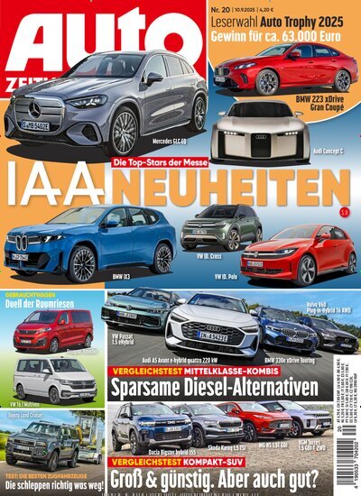 Titelbild der Ausgabe 20/2025 von Auto Zeitung. Diese Zeitschrift und viele weitere Automagazine und Motorradzeitschriften als Abo oder epaper bei United Kiosk online kaufen.