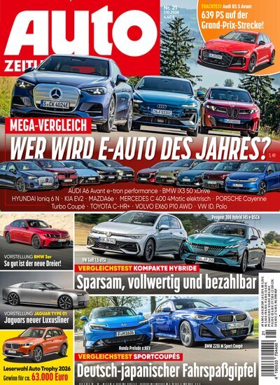 Titelbild der Ausgabe 21/2026 von Auto Zeitung. Diese Zeitschrift und viele weitere Automagazine und Motorradzeitschriften als Abo oder epaper bei United Kiosk online kaufen.