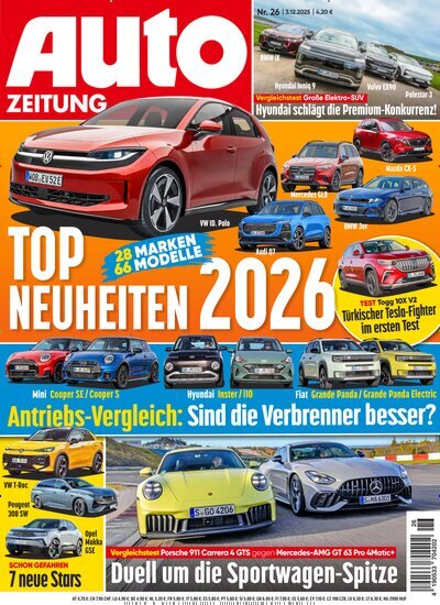 Titelbild der Ausgabe 26/2025 von Auto Zeitung. Diese Zeitschrift und viele weitere Automagazine und Motorradzeitschriften als Abo oder epaper bei United Kiosk online kaufen.