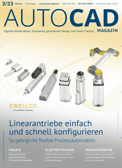 Titelbild der Ausgabe 3/2023 von Autocad & Inventor Magazin. Diese Zeitschrift und viele weitere Industriemagazine und Handwerkmagazine als Abo oder epaper bei United Kiosk online kaufen.