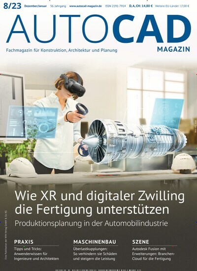 Titelbild der Ausgabe 8/2023 von Autocad & Inventor Magazin. Diese Zeitschrift und viele weitere Industriemagazine und Handwerkmagazine als Abo oder epaper bei United Kiosk online kaufen.