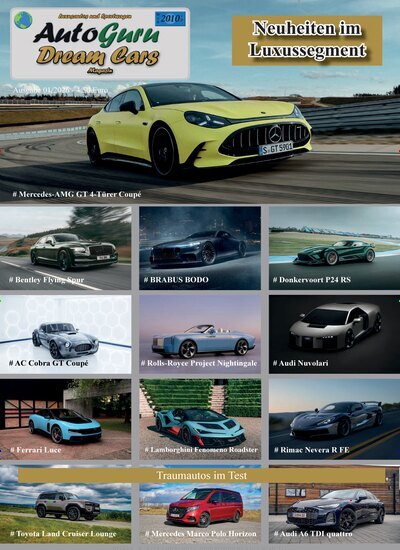 Titelbild der Ausgabe 1/2026 von AutoGuru Dream Cars. Diese Zeitschrift und viele weitere Automagazine und Motorradzeitschriften als Abo oder epaper bei United Kiosk online kaufen.