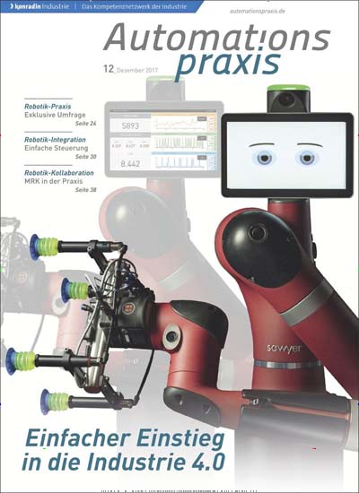 Automationspraxis Titelbild Ausgabe 12/2017 Titelbild von Automationspraxis. In der Ausgabe 12/2017 geht es um die Themen: Einfacher Einstieg in die Industrie 4.0. Lesen Sie gerne Business Magazines? Dann empfehlen wir Ihnen Automationspraxis als Abo oder Geschenkabo.