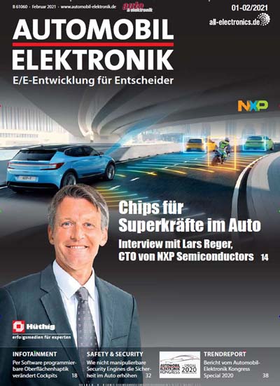 Titelbild der Ausgabe 2/2021 von Automobil-Elektronik. Diese Zeitschrift und viele weitere Industriemagazine und Handwerkmagazine als Abo oder epaper bei United Kiosk online kaufen.