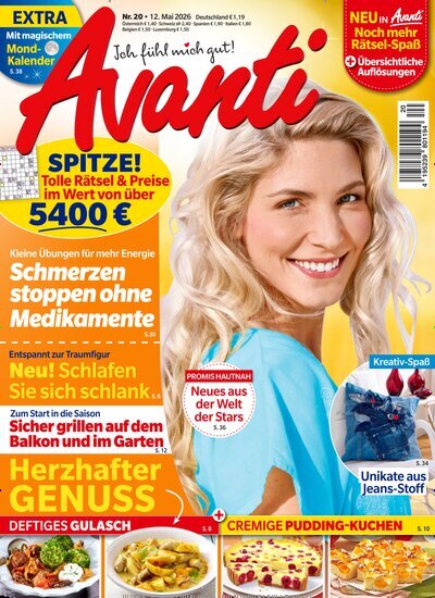 Titelbild der Ausgabe 20/2026 von Avanti. Diese Zeitschrift und viele weitere Frauenzeitschriften als Abo oder epaper bei United Kiosk online kaufen.