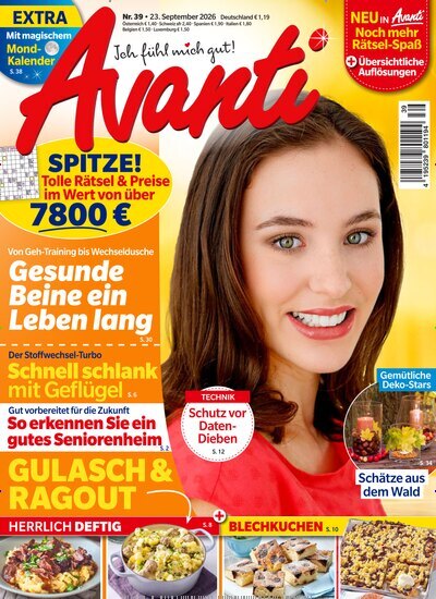 Titelbild der Ausgabe 39/2026 von Avanti. Diese Zeitschrift und viele weitere Frauenzeitschriften als Abo oder epaper bei United Kiosk online kaufen.