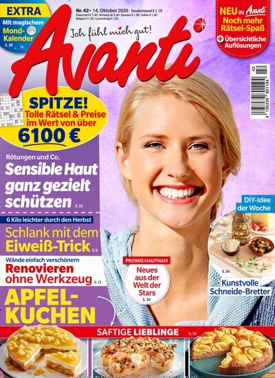 Titelbild der Ausgabe 42/2026 von Avanti. Diese Zeitschrift und viele weitere Frauenzeitschriften als Abo oder epaper bei United Kiosk online kaufen.