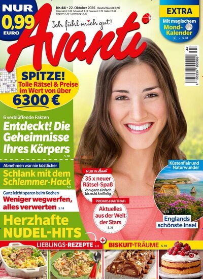 Titelbild der Ausgabe 44/2025 von Avanti. Diese Zeitschrift und viele weitere Frauenzeitschriften als Abo oder epaper bei United Kiosk online kaufen.
