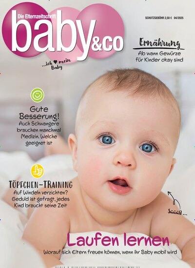 Titelbild der Ausgabe 4/2025 von Baby & Co.. Diese Zeitschrift und viele weitere Elternzeitschriften und Tierzeitschriften als Abo oder epaper bei United Kiosk online kaufen.