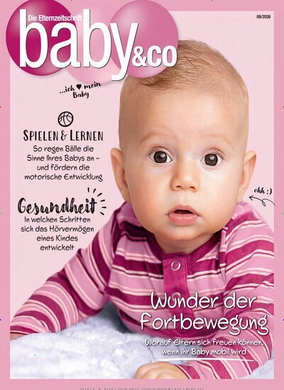 Titelbild der Ausgabe 9/2026 von Baby & Co.. Diese Zeitschrift und viele weitere Elternzeitschriften und Tierzeitschriften als Abo oder epaper bei United Kiosk online kaufen.