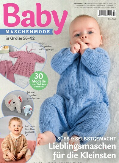 Titelbild der Ausgabe 59/2023 von Baby Maschenmode. Diese Zeitschrift und viele weitere Modemagazine und DIY-Magazine als Abo oder epaper bei United Kiosk online kaufen.