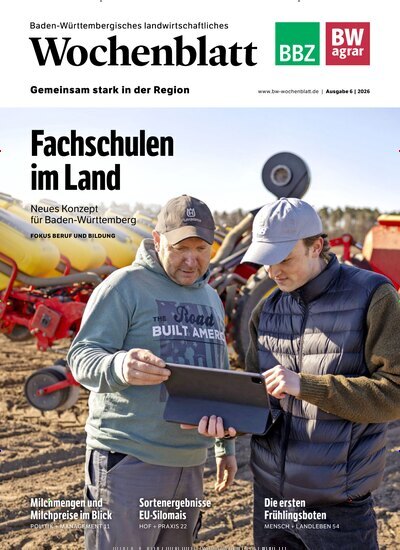 Titelbild der Ausgabe 6/2026 von Baden-Württembergisches Landwirtschaftliches Wochenblatt. Diese Zeitschrift und viele weitere Naturzeitschriften, Landwirtschaftszeitungen und Umweltmagazine als Abo oder epaper bei United Kiosk online kaufen.