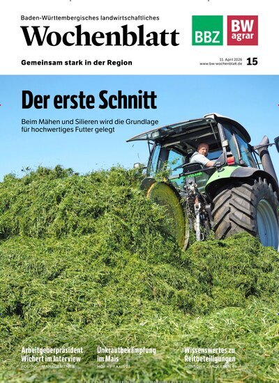 Titelbild der Ausgabe 15/2026 von Baden-Württembergisches Landwirtschaftliches Wochenblatt. Diese Zeitschrift und viele weitere Naturzeitschriften, Landwirtschaftszeitungen und Umweltmagazine als Abo oder epaper bei United Kiosk online kaufen.