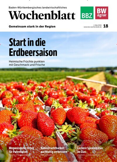 Titelbild der Ausgabe 18/2026 von Baden-Württembergisches Landwirtschaftliches Wochenblatt. Diese Zeitschrift und viele weitere Naturzeitschriften, Landwirtschaftszeitungen und Umweltmagazine als Abo oder epaper bei United Kiosk online kaufen.