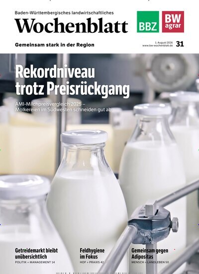 Titelbild der Ausgabe 31/2026 von Baden-Württembergisches Landwirtschaftliches Wochenblatt. Diese Zeitschrift und viele weitere Naturzeitschriften, Landwirtschaftszeitungen und Umweltmagazine als Abo oder epaper bei United Kiosk online kaufen.