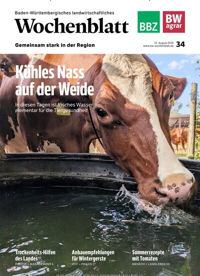 Titelbild der Ausgabe 34/2026 von Baden-Württembergisches Landwirtschaftliches Wochenblatt. Diese Zeitschrift und viele weitere Naturzeitschriften, Landwirtschaftszeitungen und Umweltmagazine als Abo oder epaper bei United Kiosk online kaufen.