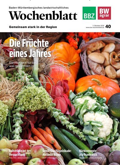 Titelbild der Ausgabe 40/2026 von Baden-Württembergisches Landwirtschaftliches Wochenblatt. Diese Zeitschrift und viele weitere Naturzeitschriften, Landwirtschaftszeitungen und Umweltmagazine als Abo oder epaper bei United Kiosk online kaufen.