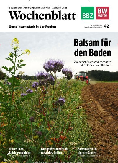Titelbild der Ausgabe 42/2026 von Baden-Württembergisches Landwirtschaftliches Wochenblatt. Diese Zeitschrift und viele weitere Naturzeitschriften, Landwirtschaftszeitungen und Umweltmagazine als Abo oder epaper bei United Kiosk online kaufen.