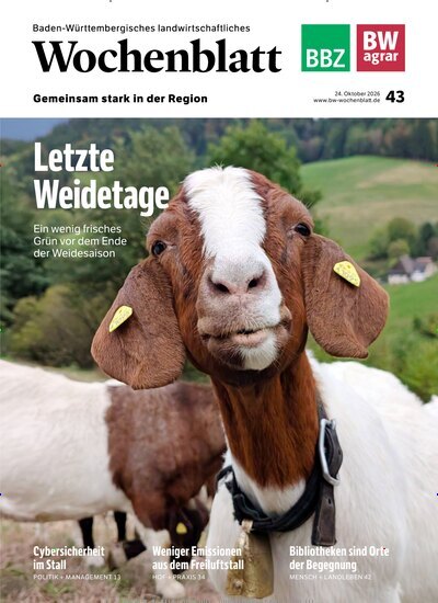 Titelbild der Ausgabe 43/2026 von Baden-Württembergisches Landwirtschaftliches Wochenblatt. Diese Zeitschrift und viele weitere Naturzeitschriften, Landwirtschaftszeitungen und Umweltmagazine als Abo oder epaper bei United Kiosk online kaufen.
